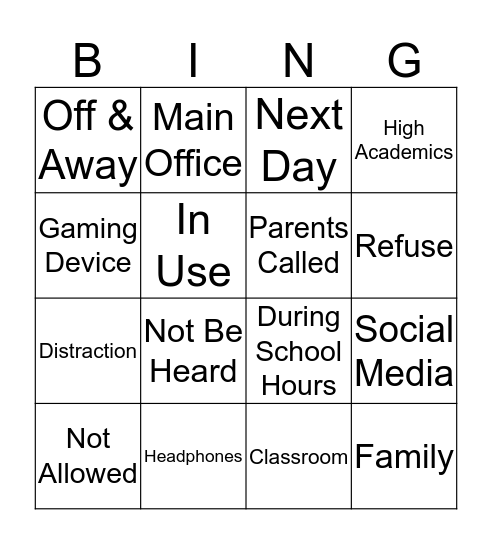 Electronic Device Bingo! Bingo Card