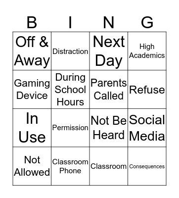 Electronic Device Bingo! Bingo Card