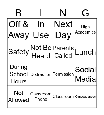 Electronic Device Bingo! Bingo Card