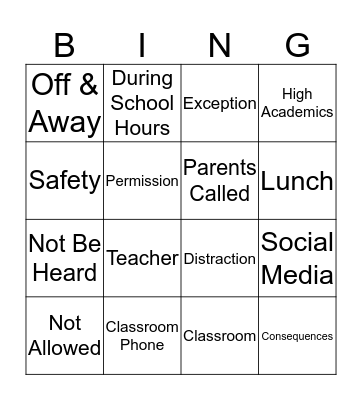 Electronic Device Bingo! Bingo Card