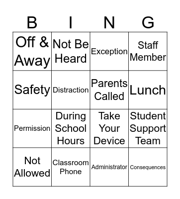 Electronic Device Bingo! Bingo Card