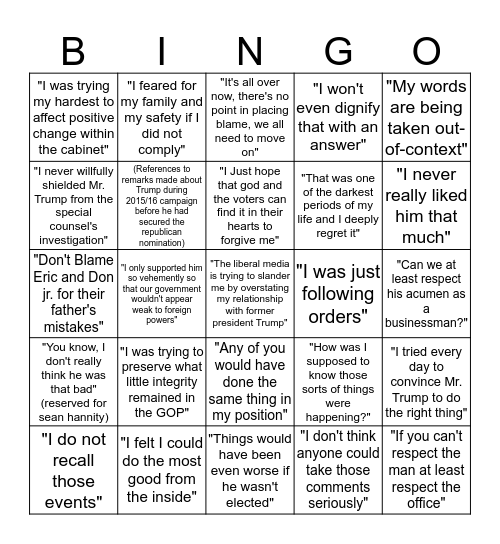 Post-Trump Republican Excuse-Making Bingo Card