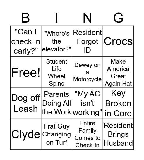 Opening Bingo Card