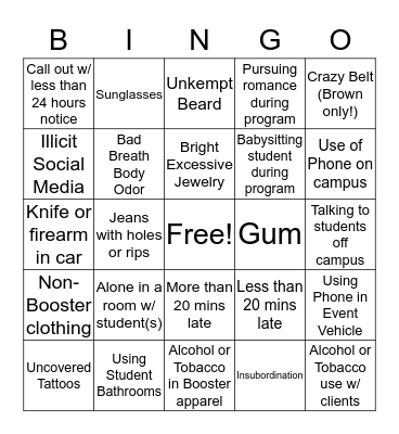 Strikeforce Bingo  Bingo Card