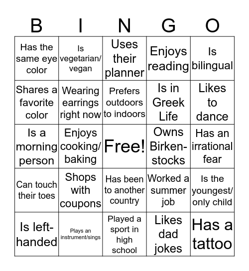 3rd Floor Human Bingo Card