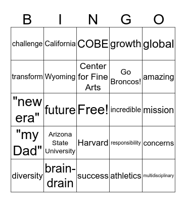 Convocation BINGO Card