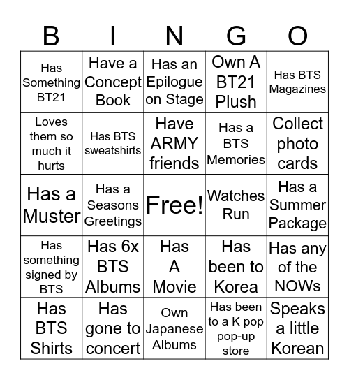 Get To Know Me Bingo Card