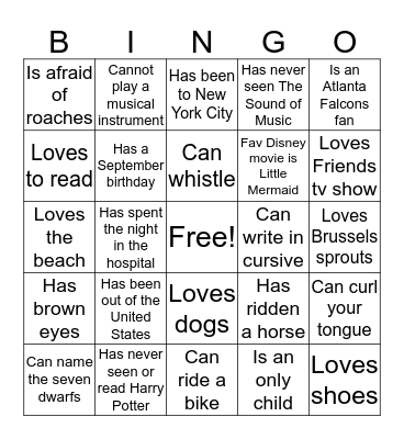 Which of these is true about You? Bingo Card