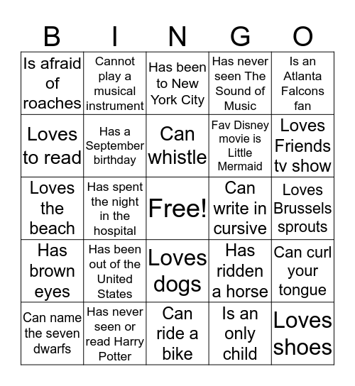 Which of these is true about You? Bingo Card