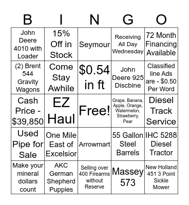 Magazine Hunt Round 1 Bingo Card