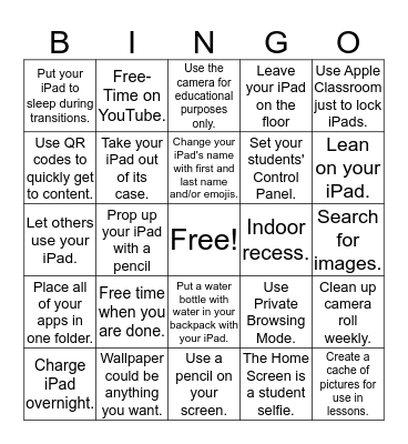 ✅Do This - Let's Not Do That ;) Bingo Card