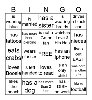 Find Someone Who....... Bingo Card