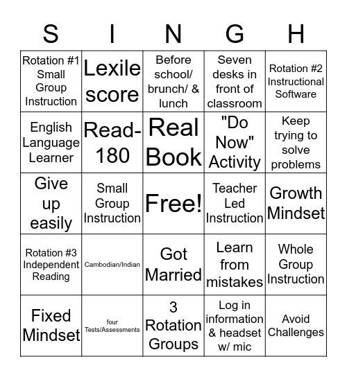 Mr. Singh's Class Bingo! Bingo Card