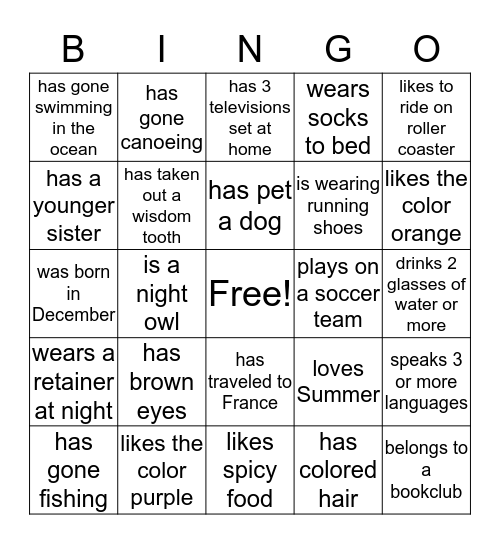 Find Someone Who... Bingo Card