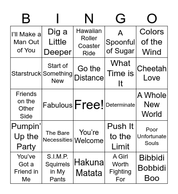 Bulls Nite Out Bingo Card