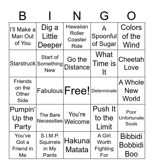 Bulls Nite Out Bingo Card