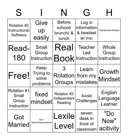 Mr. Singh's Class Bingo! Bingo Card