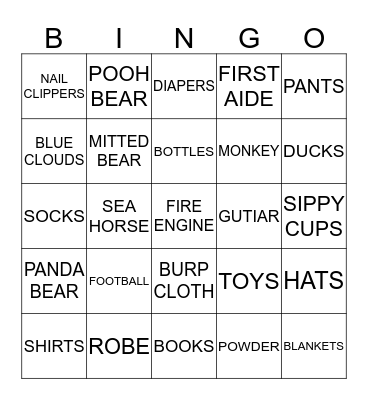 BABY GIFT BINGOB Bingo Card