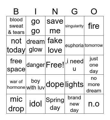 Bts Bingo Card
