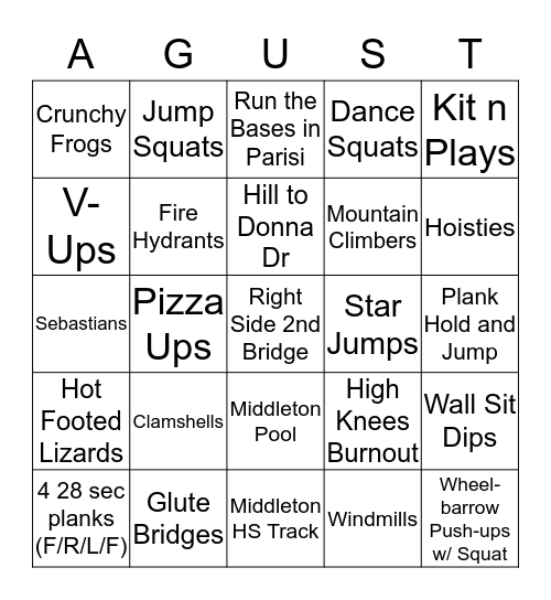 AugUSt BDay BINGO Card