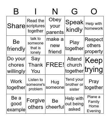 Acts of Love Bingo Card