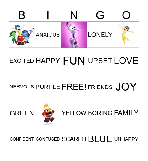 INSIDE OUT Bingo Card