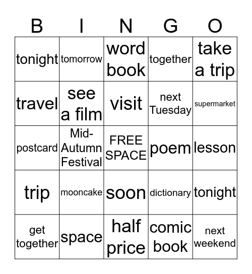 Plans Bingo Card