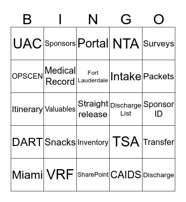 DART BINGO Card