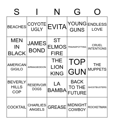 408 HITS FROM MOVIES Bingo Card