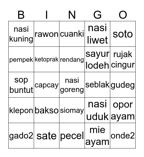 Bingo ENAJUNE97 Bingo Card