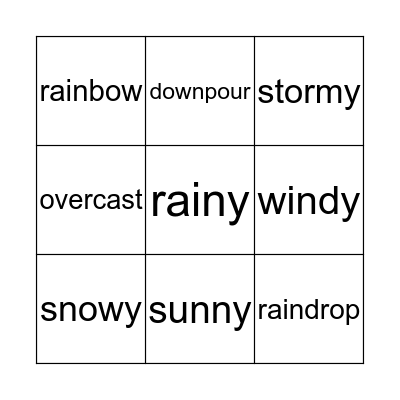 Weather bingo Card