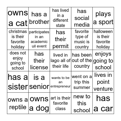 Who We Are Bingo Card