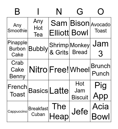 Jam Squad Bingo Card