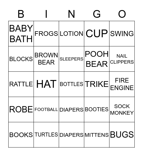 BABY GIFT BINGOB Bingo Card