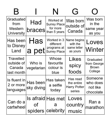 FIND SOMEONE WHO....... Bingo Card