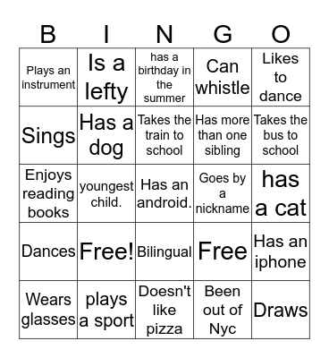 WHAT WE HAVE IN COMMON Bingo Card