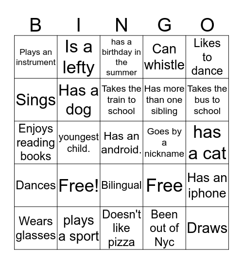 WHAT WE HAVE IN COMMON Bingo Card