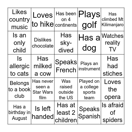 BINGO Card