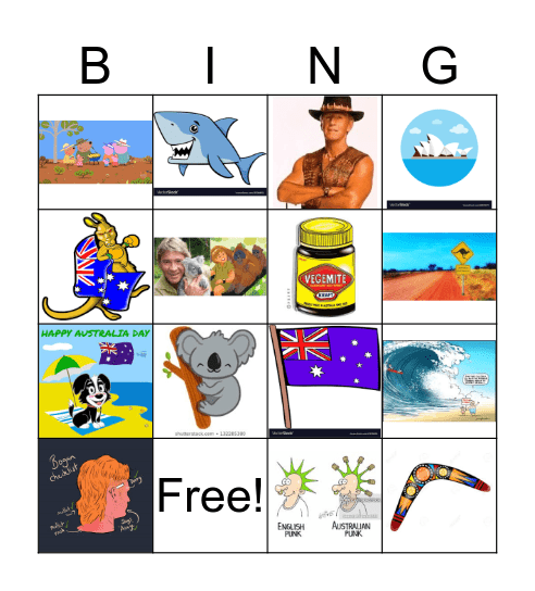 Australian Bingo  Bingo Card