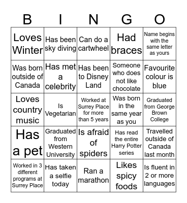 FIND SOMEONE WHO...... Bingo Card