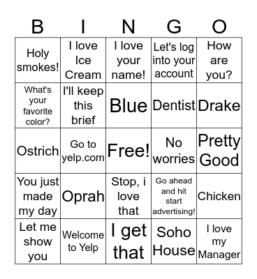 Dowdle Bills Bingo Card