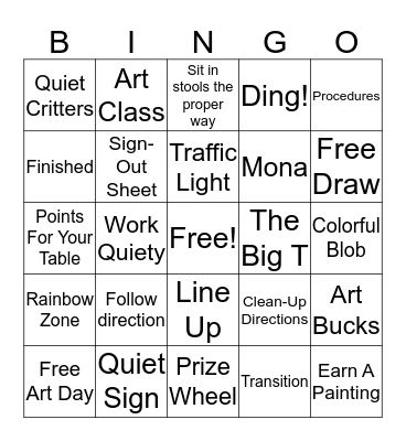 Art Expectations Bingo Card