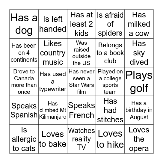 BINGO Card