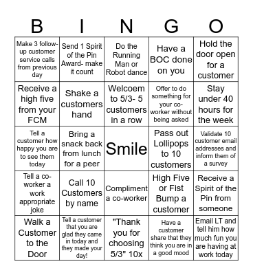 CE Bingo Card