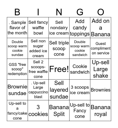 Baskin-Robbins Bingo Card