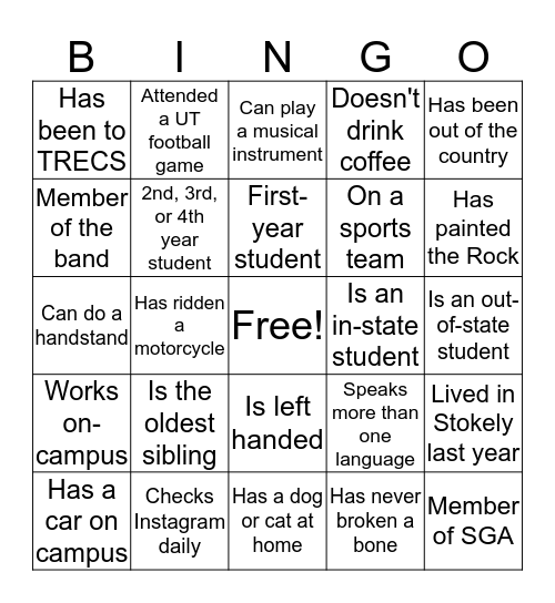 Get to Know Your Floor Bingo Card