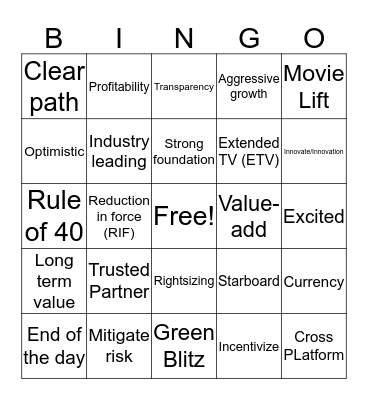 Town Hall Bingo Card