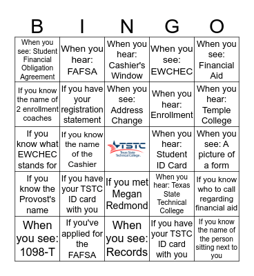 Texas State Technical College Bingo Card