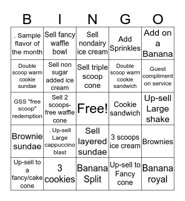 Baskin-Robbins Bingo Card