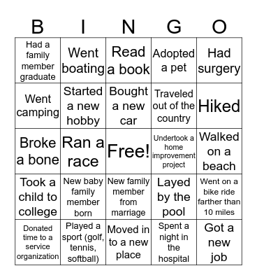 SUMMER BINGO Card